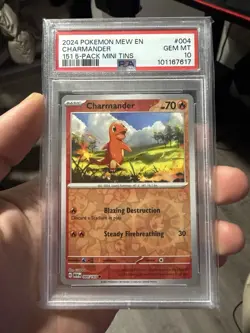 2024 POKEMON MEW EN-151 004 CHARMANDER 151 5-PACK MINI TIN GEM MINT PSA10 - Image 1