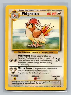 Pokemon TCG #022/102 Pidgeotto Base Set Normal MP - Image 1
