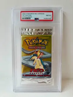 2000 Pokemon Neo Gensis – PSA 8 – Booster Pack Sealed – 1st Edition – Typhlosion - Image 1