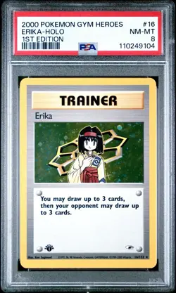 1st Edition Erika 16/132 PSA 8 NM-Mint Gym Heroes Holo Pokemon Card - Image 1