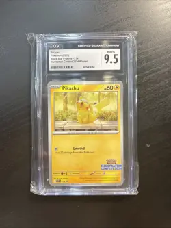 CGC MINT+ 9.5 Pikachu Pokemon Card #214 Black Star Promo Illustration Contest - Image 1