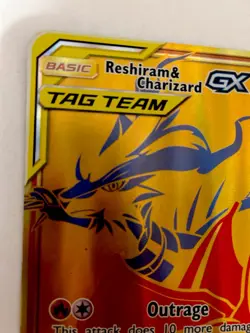 Reshiram & Charizard GX SM247 Gold Jumbo Promo Pokemon Card LP Tag Team - Image 5