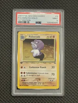 2001 Pokemon Neo Discovery Holo Rare Poliwrath First Edition 9/75 PSA 9 - Image 1