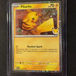 Pikachu 051 /162 Stamped 2026 Pokemon Day 30th Anniversary Promo Cosmos w/ SWIRL - Image 1
