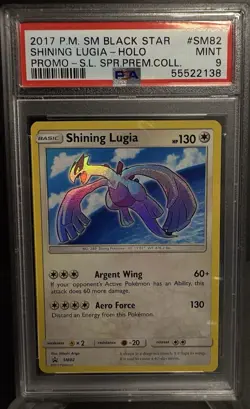 2017 POKEMON SM BLACK STAR PROMO #SM82 SHINING LUGIA-HOLO PSA 9 - Image 2