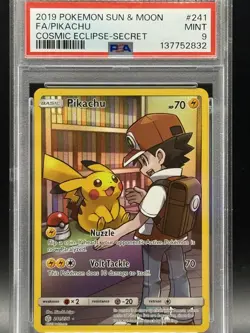 Pikachu 241/236 Secret Rare SR Sun & Moon Cosmic Eclipse 2019 PSA 9 Pokemon - Image 1
