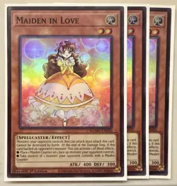 Yugioh! 3x Maiden in Love MZMU-EN020 Super Rare 1st Ed NM - Image 1
