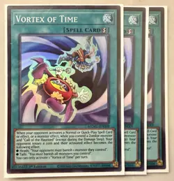 Yugioh! 3x Vortex of Time MZMU-EN009 Super Rare 1st Ed NM - Image 1