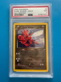 Dark Scizor PSA 7 9/105 Holo Rare Unlimited Pokemon Card Neo Destiny Swirl 💫 - Image 1