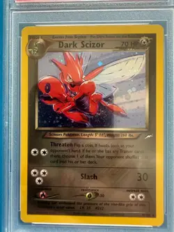 Dark Scizor PSA 7 9/105 Holo Rare Unlimited Pokemon Card Neo Destiny Swirl 💫 - Image 2