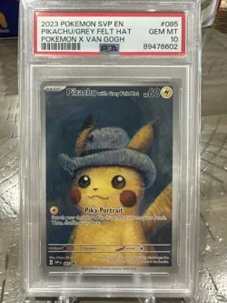 Pokemon Pikachu with Grey Felt Hat Van Gogh Full Art Promo SVP EN 085 PSA 10 - Image 1