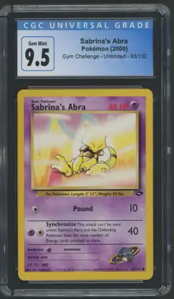 Pokemon TCG Sabrina's Abra Gym Challenge 94/132 Unlimited Common CGC 9.5 Mint+ - Image 1