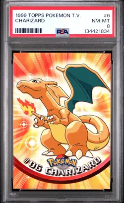 1999 Topps Pokemon Tv #6 Charizard Blue Label 1st Edition PSA 8 - Image 1