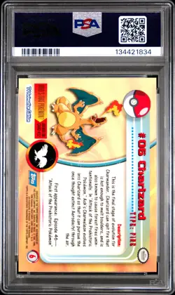 1999 Topps Pokemon Tv #6 Charizard Blue Label 1st Edition PSA 8 - Image 2