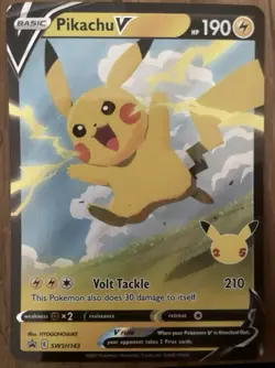 Pokemon TCG Pikachu V SWSH143 Celebrations Black Star Promo NM Condition - Image 1