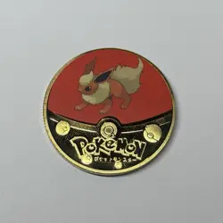 NEW Pokemon Flareon Premium High Quality Rare collectible Metal Gold Coin M/NM - Image 1