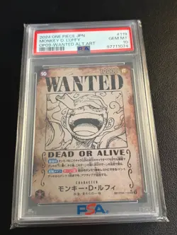 2024 One Piece Japanese Monkey D. Luffy Wanted Alternate Art #OP05-119 PSA 10 - Image 1