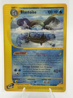 Pokemon Blastoise 100 HP Rare Card Expedition Base Set 37/165 Regular English - Image 1