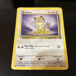 Pokemon TCG Meowth 56/64 Jungle Regular LP Non Holo Card - Image 1