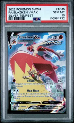 2022 Pokemon Blaziken VMAX TG15/TG30 Silver Tempest Trainer Gallery Holo PSA 10 - Image 1