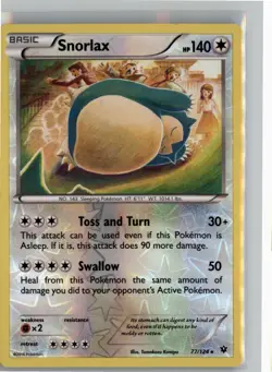 SNORLAX 77/124 R FATES COLLIDE POKEMON REVERSE HOLO NM - Image 1