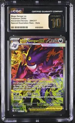 2026 Pokemon Ascended Heroes Mega Gengar ex #284/217 SIR CGG PRISTINE 10 Top Pop - Image 1