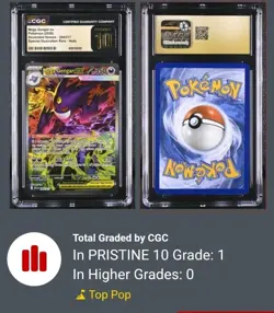 2026 Pokemon Ascended Heroes Mega Gengar ex #284/217 SIR CGG PRISTINE 10 Top Pop - Image 4