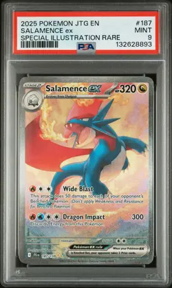 2025 POKEMON JTG EN-JOURNEY TOGETHER #187 SALAMENCE EX PSA 9 - Image 1