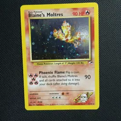 Pokemon TCG Blaine's Moltres Gym Heroes Holo Card Unlimited Rare 1/132 NM-LP - Image 1