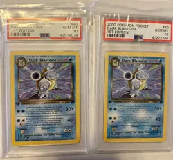 LOT (2) 1ST EDITION DARK BLASTOISE POKEMON NON HOLO WOTC PSA 10 ROCKET SET 2000 - Image 1