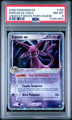 2006 POKEMON PORTUGUESE EX UNSEEN FORCES #102 ESPEON EX-HOLO PSA 8 - Image 1