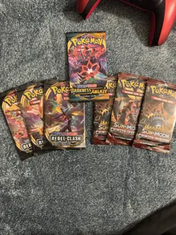 Pokemon TCG Booster Packs Darkness Ablaze Rebel Clash Crimson Invasion 7 Packs - Image 2
