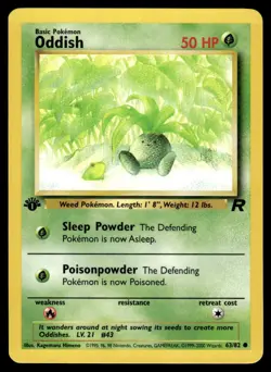 Pokemon TCG Team Rocket 1st Edition #63/82 Oddish LP+ - Image 1