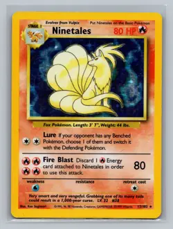 Pokemon TCG #012/102 Ninetales Base Set Holo MP - Image 1