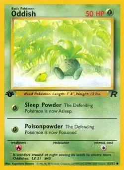 Oddish 63/82 Common Team Rocket 1st Edition Non Holo Pokemon Card - Image 1