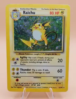 Raichu Holo Rare Base Set 14/102 Pokemon Card - WOTC 1999 - Image 1