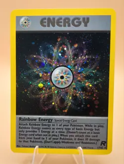 Rainbow Energy Holo Rare Team Rocket 17/82 Pokemon Card - WOTC 1999 SWIRL - Image 1