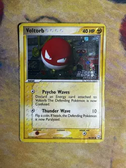 Voltorb 80/109 Reverse Holo EX Team Rocket Returns Pokemon Stamped Card DMG Back - Image 2
