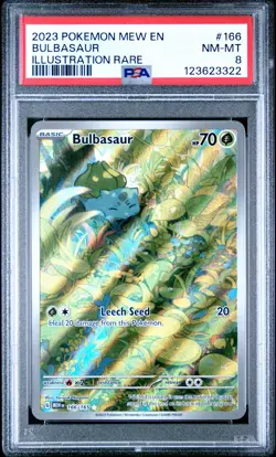 2023 POKEMON MEW EN-151 ILLUSTRATION RARE #166 BULBASAUR PSA 8 - Image 1