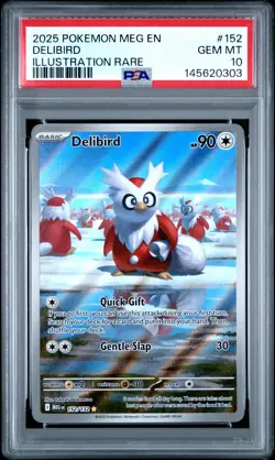 2025 POKEMON MEG EN-MEGA EVOLUTION ILLUSTRATION RARE #152 DELIBIRD PSA 10 - Image 1