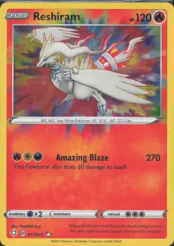 Pokemon TCG - Reshiram 017/072 Amazing Rare Shining Fates - 902 - Image 1