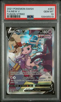 PSA 10 Mew V 251/264 Alternate Full Art Fusion Strike Pokemon English Gem - Image 1