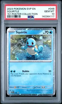 2023 POKEMON SVP EN-SV BLACK STAR PROMO 151 POSTER COLL #048 SQUIRTLE PSA 10 - Image 1