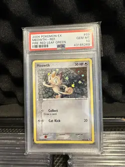2004 POKEMON EX MEOWTH REVERSE FOIL FIRE RED LEAF GREEN #69 GEM MT PSA 10 POP 19 - Image 1