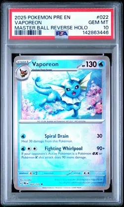 2025 POKEMON PRE EN-PRISMATIC EVOLUTIONS #022 VAPOREON PSA 10 - Image 1