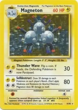 Moderately Played Magneton - 9/102 - Holo Rare - Unlimited Edition Pokemon Base - Image 1