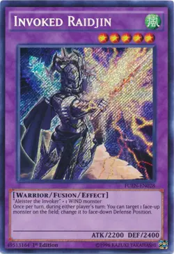 Yugioh! LP Invoked Raidjin - FUEN-EN028 - Secret Rare - 1st Edition Lightly Play - Image 1