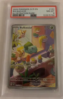 2024 POKEMON SCR EN-STELLAR CROWN ILLUSTRATION RARE #143 BULBASAUR PSA 8 - Image 1