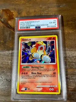 POKEMON 2007 Diamond Pearl Secret Wonders ENTEI Holo Cracked Ice #4 PSA 6 RARE - Image 1