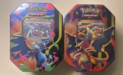 Pokemon TCG Mega Charizard X ex & Mega Charizard Y ex Tins Lot of 2 Sealed - Image 1